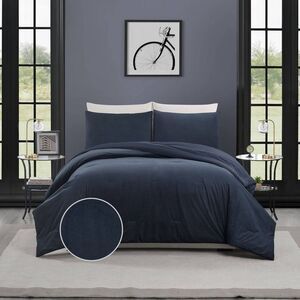 Teen Full/Queen Corduroy Comforter Set Blue - Recycled Polyester OEKO
